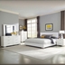 Felicity Eastern King Bedroom Set - White High Gloss - 5-Piece - LED Touch Lighting