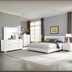 Felicity California King Bedroom Set - White Gloss - 5-Piece - Chrome Finish Legs