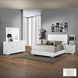 Felicity Eastern King Bedroom Set - White High Gloss - 4-Piece - High Headboard 