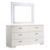 Felicity 6-Drawer Dresser with LED Mirror - White High Gloss