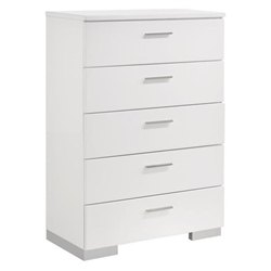 Felicity 5-Drawer Bedroom Chest - White High Gloss 