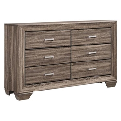 Kauffman 6-Drawer Dresser - Washed Taupe - Brown 