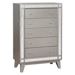 Leighton 5-Drawer Bedroom Chest - Metallic Mercury - Silver 