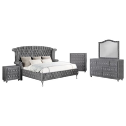 Deanna Eastern King Bedroom Set - Grey - 5-Piece 