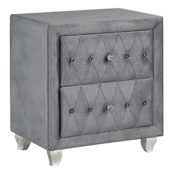 Deanna Upholstered 2-Drawer Nightstand - Grey 