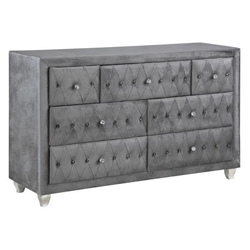 Deanna 7-Drawer Upholstered Dresser - Grey 