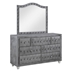 Deanna 7-Drawer Upholstered Dresser with Mirror - Grey