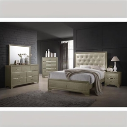 Beaumont Eastern King Bedroom Set - Champagne - Gold - 5-Piece 