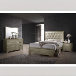 Beaumont Queen Bedroom Set - Champagne - Gold - 4-Piece 