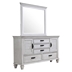 Franco 5-Drawer Dresser with Mirror - Distressed White - Ivory