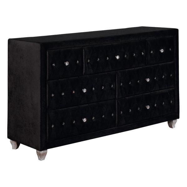 Deanna 7-Drawer Upholstered Dresser - Black 