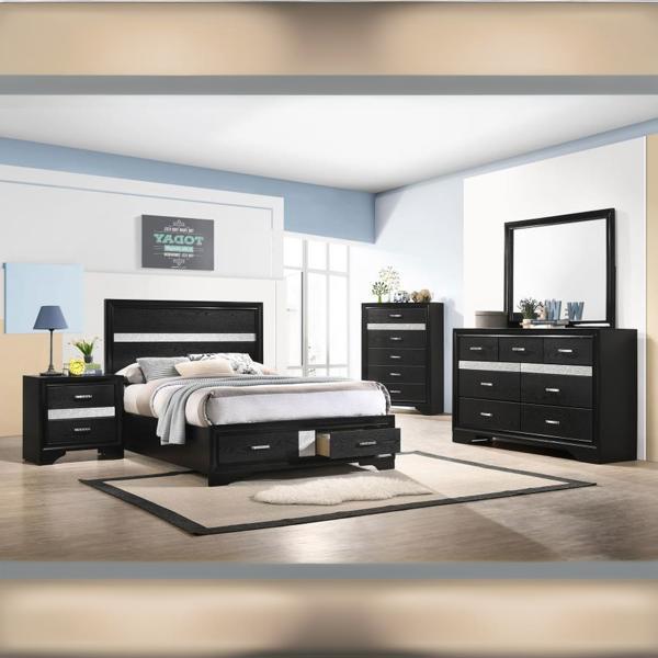 Miranda Full Bedroom Set - Black - 5-Piece 