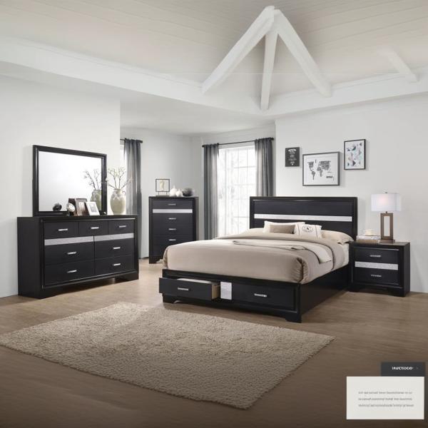 Miranda Queen Bedroom Set - Black - 4-Piece 