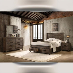 Woodmont Queen Bedroom Set - Rustic Golden Brown - 4-Piece 