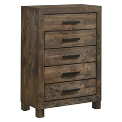 Woodmont 5-Drawer Bedroom Chest - Rustic Golden - Brown 