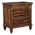 Avenue 3-Drawer Nightstand with USB Charging Port - Weathered Burnished - Brown