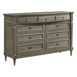 Alderwood 9-Drawer Dresser - French Grey - Brown 