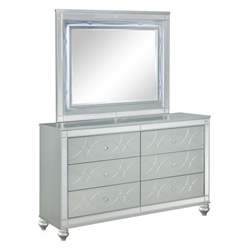 Gunnison 6-Drawer Dresser with Mirror - Silver Metallic 