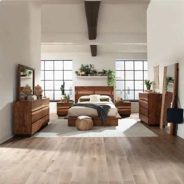 Winslow Wood Eastern King Bedroom Set - Platform Style - Smokey Walnut - Brown - 4-Piece 