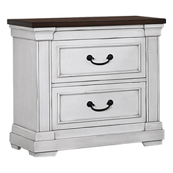 Hillcrest 2-Drawer Nightstand - Distressed White - Ivory 