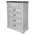 Hillcrest 5-Drawer Bedroom Chest - Distressed White - Ivory