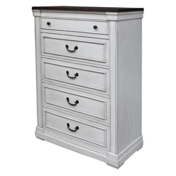 Hillcrest 5-Drawer Bedroom Chest - Distressed White - Ivory 