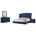 Melody Eastern King Bedroom Set - Pacific Blue Velvet Fabric - 4-Piece