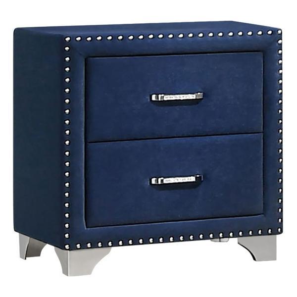 Melody Upholstered 2-Drawer Nightstand - Pacific Blue 