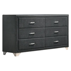 Melody 6-Drawer Upholstered Dresser - Grey 