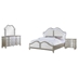 Evangeline Eastern King Bedroom Set - Silver Oak Finish - Ivory Fabric - 4-Piece