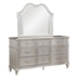 Evangeline 9-Drawer Dresser with Mirror - Silver Oak