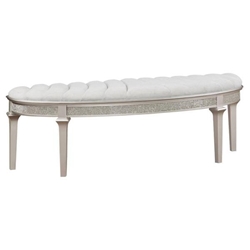 Evangeline Curved Fabric Upholstered Bench - Silver Oak 