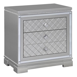 Eleanor 2-Drawer Nightstand with Metallic Mercury Finish Top and White Finish Frame - Textured Drawer Fronts - Silver 