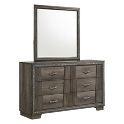 Janine 6-Drawer Dresser with Mirror - Grey 