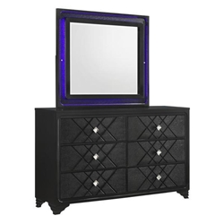 Penelope 6-Drawer Dresser with Mirror - Midnight Star Finish Frame - Black 