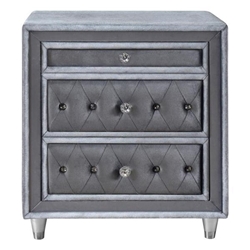 Antonella Upholstered 3-Drawer Nightstand - Grey 