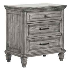 Avenue 3-Drawer Nightstand with USB Charging Port - Weathered - Grey 