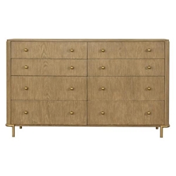 Arini 8-Drawer Dresser - Sand Wash Finish Frame - Aged Brass Accents - Brown 