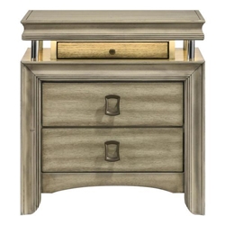 Giselle 3-Drawer Nightstand with LED Lighting - Rustic Beige - Brown 