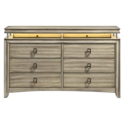 Giselle 8-Drawer Dresser with LED Light - Rustic Beige 