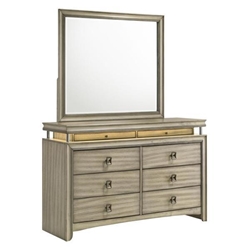 Giselle 8-Drawer Dresser with Mirror - Rustic Beige - Brown 