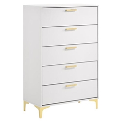 Kendall 5-Drawer Bedroom Chest - White - Golden Accents 