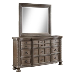 Emmett 9-Drawer Dresser with Mirror - Walnut - Brown 