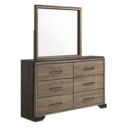 Baker 6-Drawer Dresser with Mirror - Light Taupe - Brown 