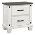 Lilith 2-Drawer Nightstand with Distressed White Finish and Dark Gunmetal Handles