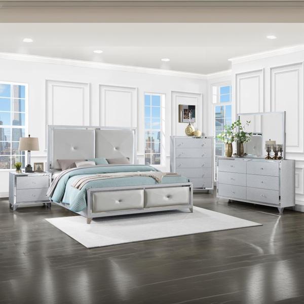 LaRue Queen Bedroom Set - Silver - 5-Piece 