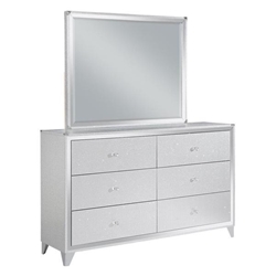 Larue 6-Drawer Dresser with Mirror - Silver 