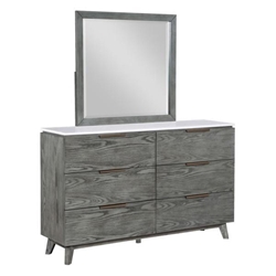 Nathan 6-Drawer Dresser with Mirror - Grey 