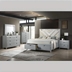 Veronica Eastern King Bedroom Set - Light Silver Finish - Snow White Fabric - 5-Piece