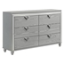 Veronica 6-Drawer Dresser - Light - Silver